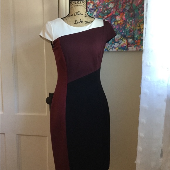 White House Black Market Color-block Dress Sz 2 - Picture 1 of 8